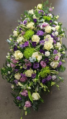 Purple & White Coffin Spray