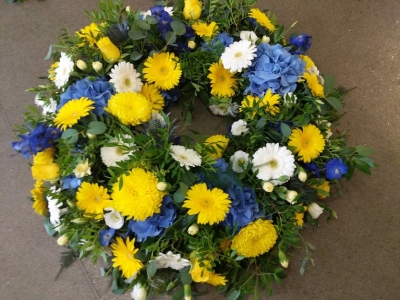 Blue, Yellow & White Wreath
