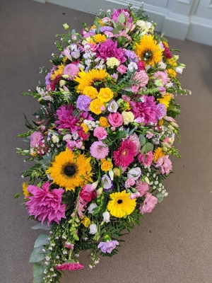 Pink, Yellow & Lilac Coffin Spray