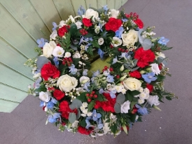 Blue, Red & White Wreath